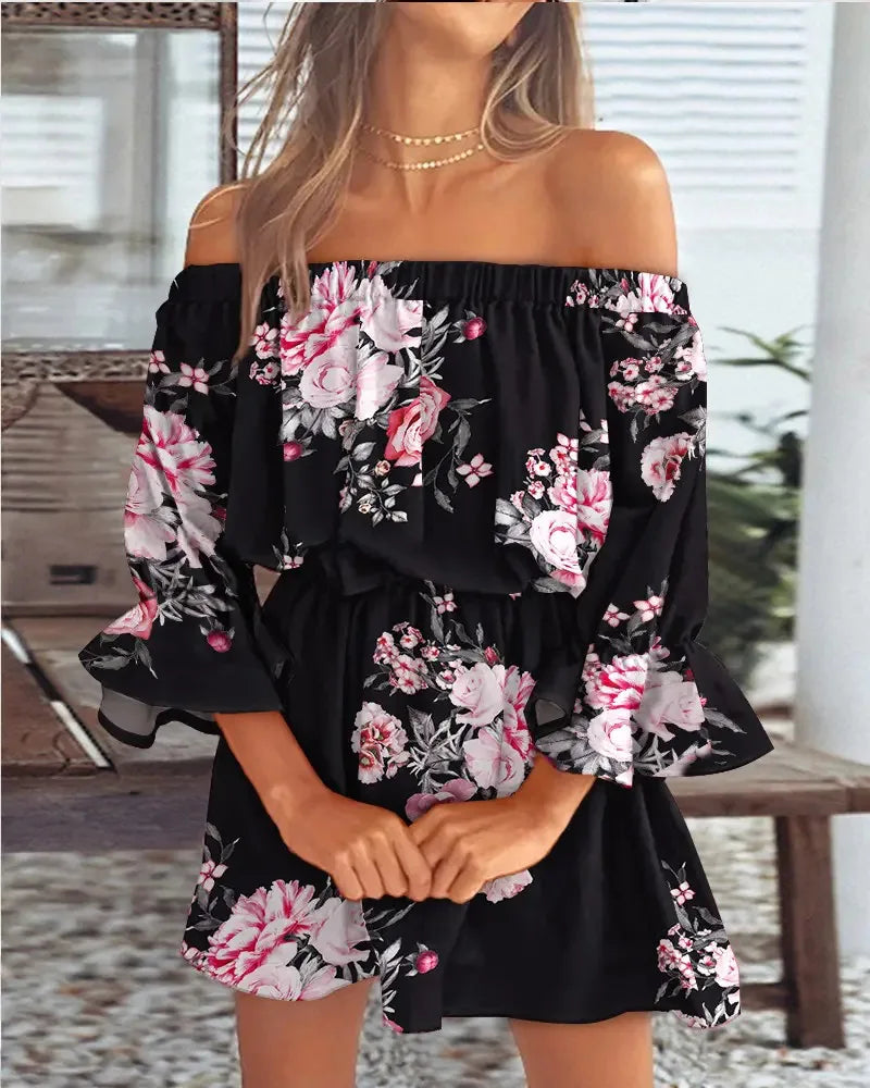 Summer Off Shoulder Floral Dress