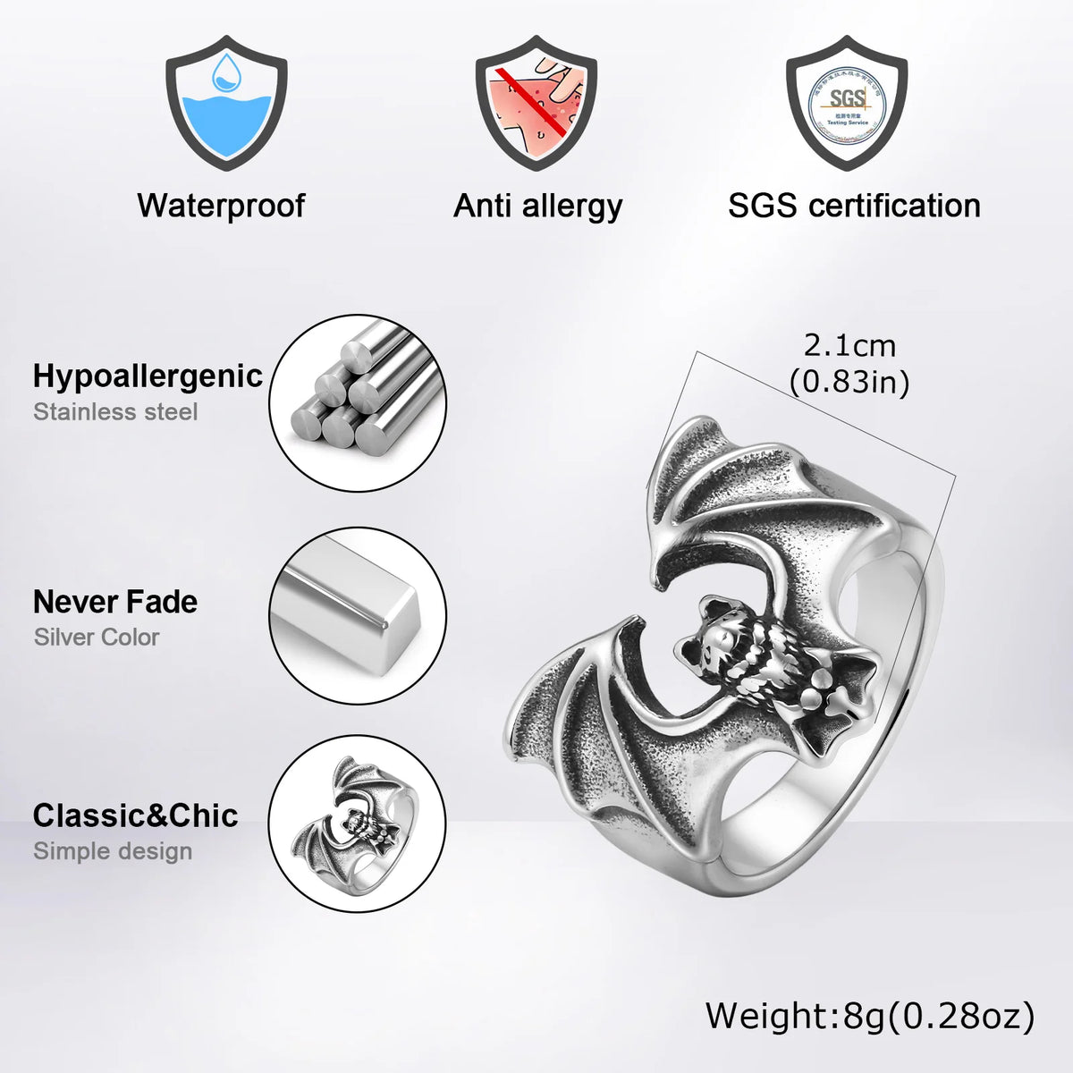 Gothic Bat Ring