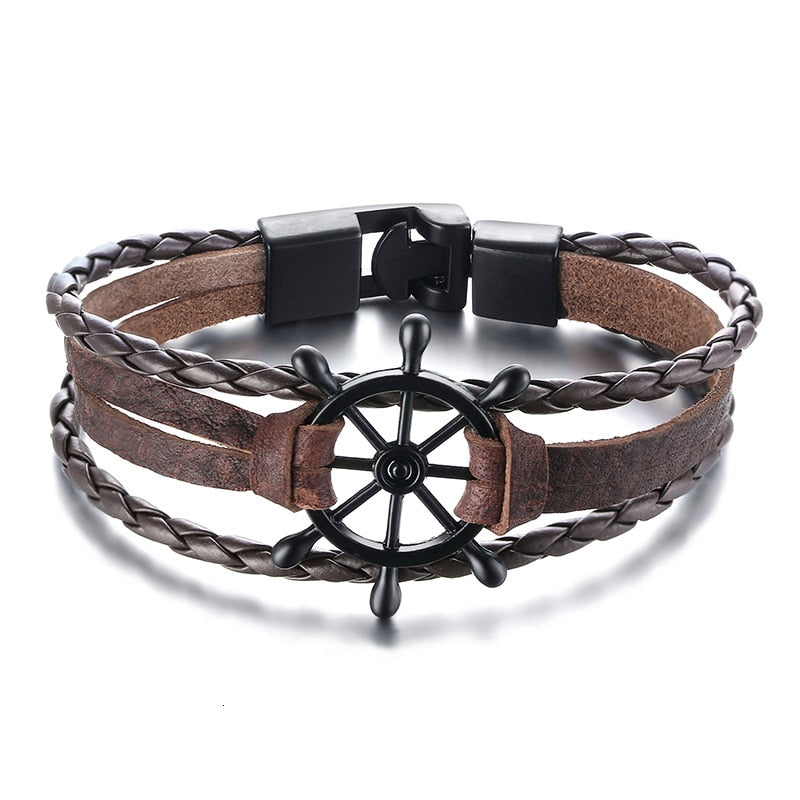 Men's Ship Wheel Bracelet