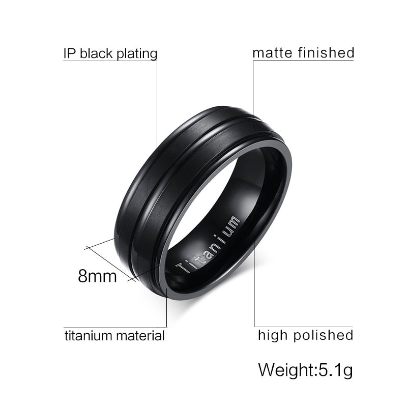 8mm Men's Titanium Ring