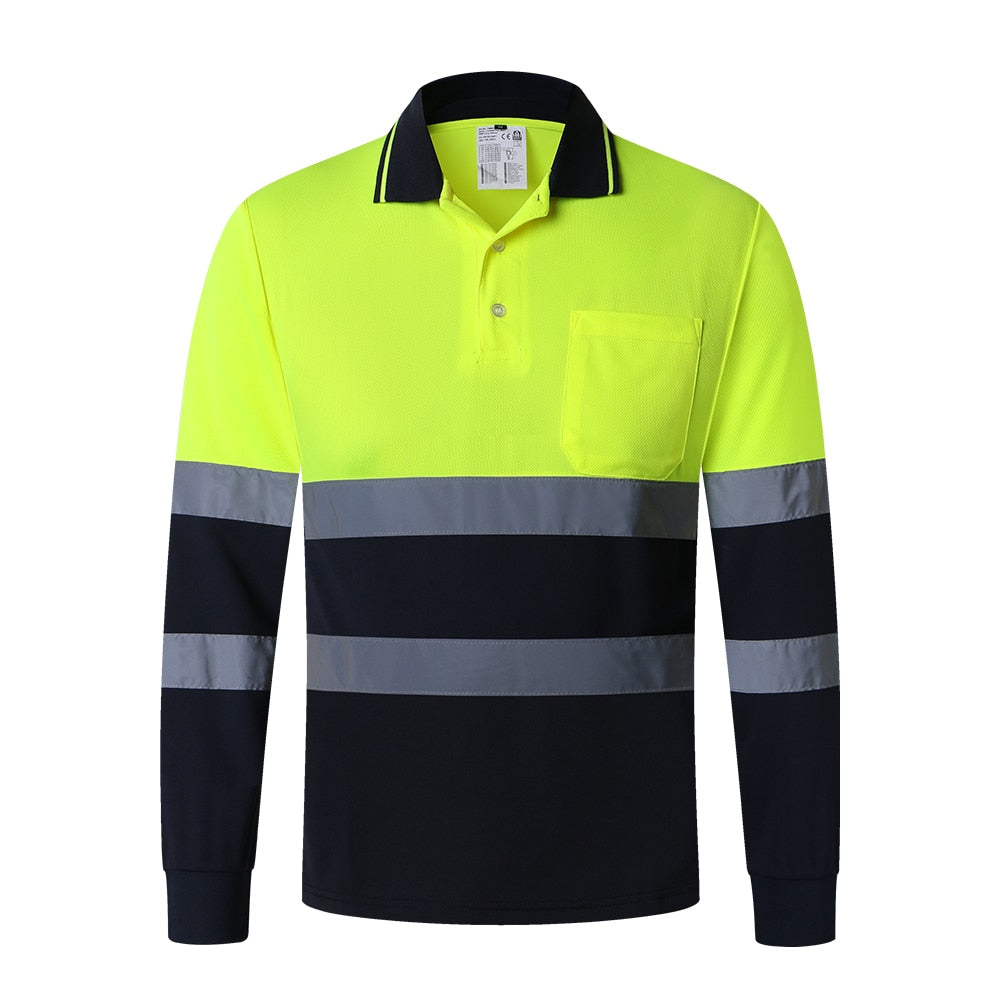 M-4XL HI VIS Long Sleeve Workwear Shirt with Reflective Tape - 2 colours
