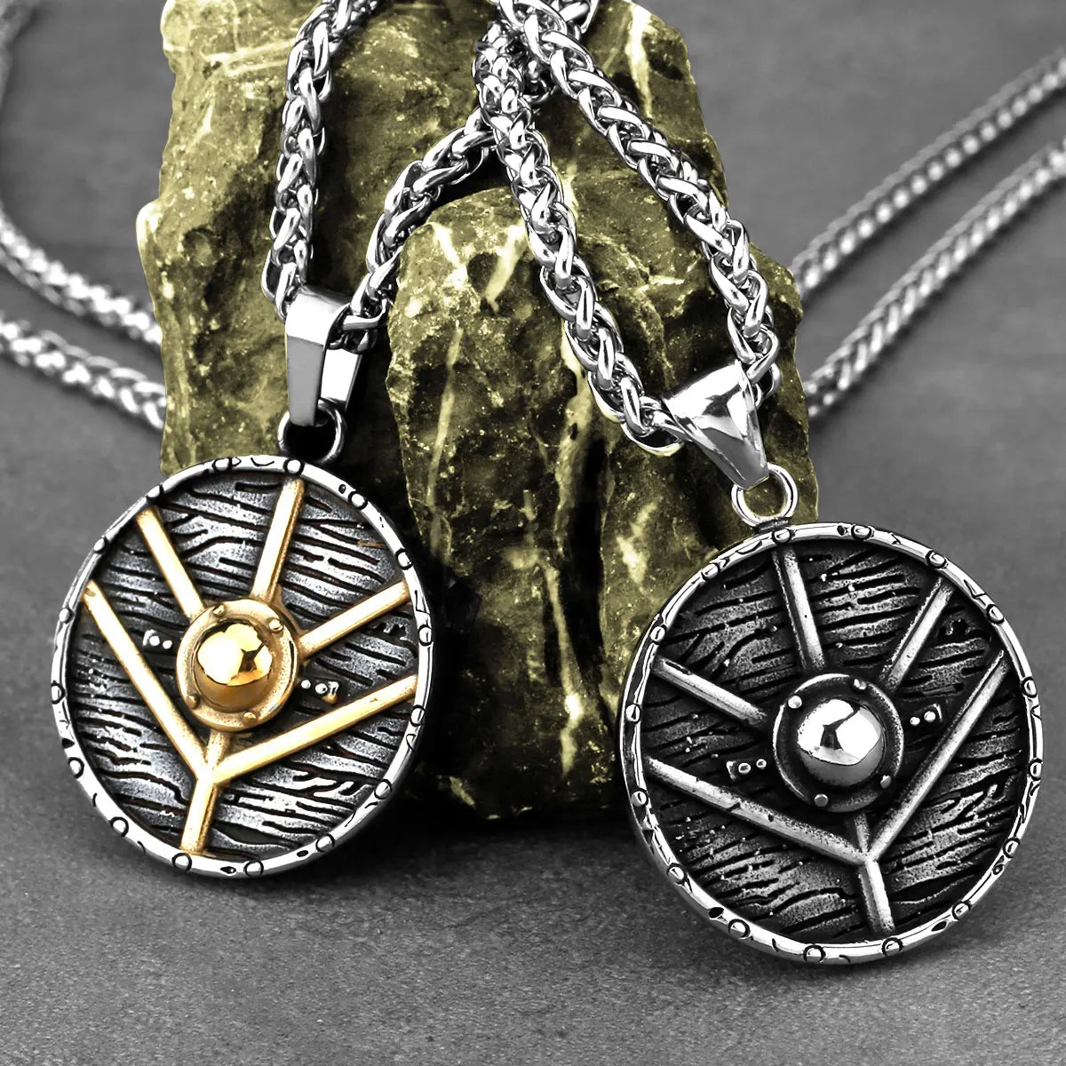 Stainless Steel Viking Shield Necklace