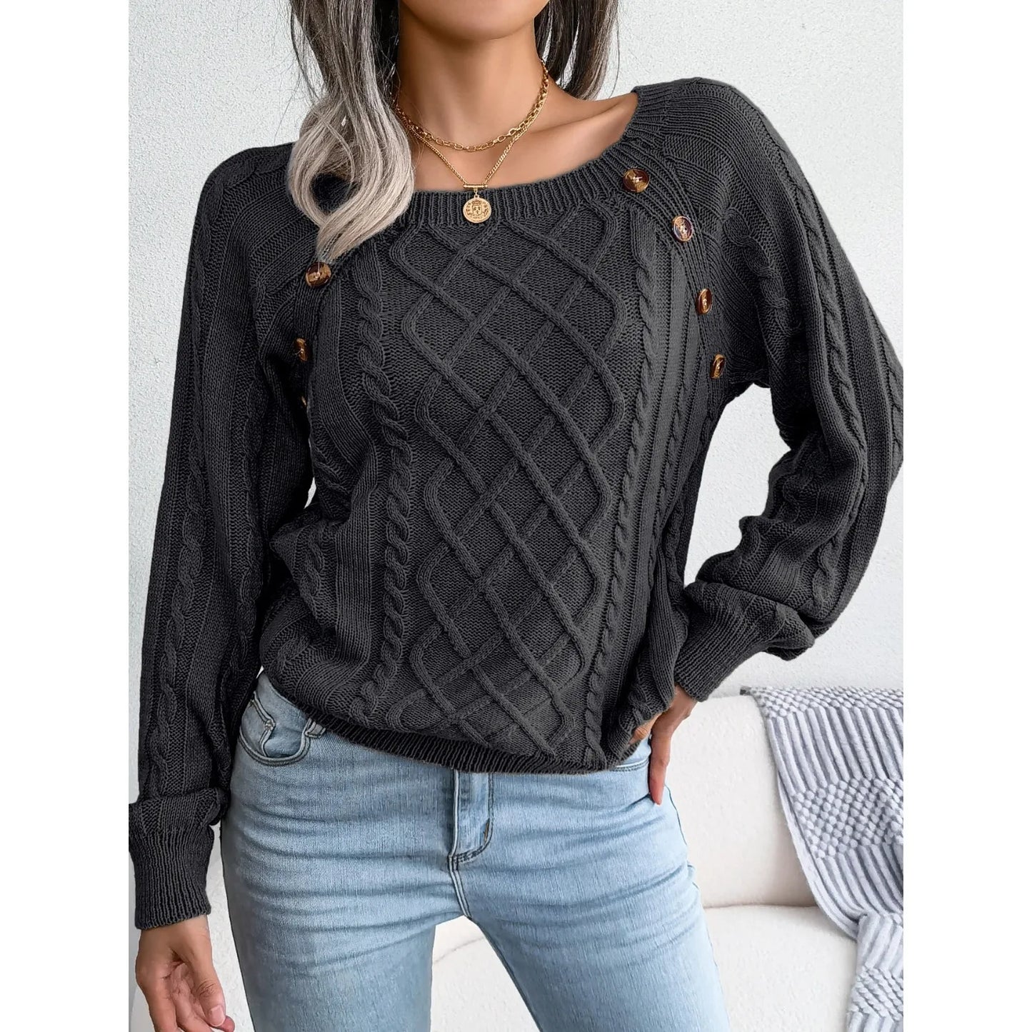 Women's Buttons Knitted Pullover