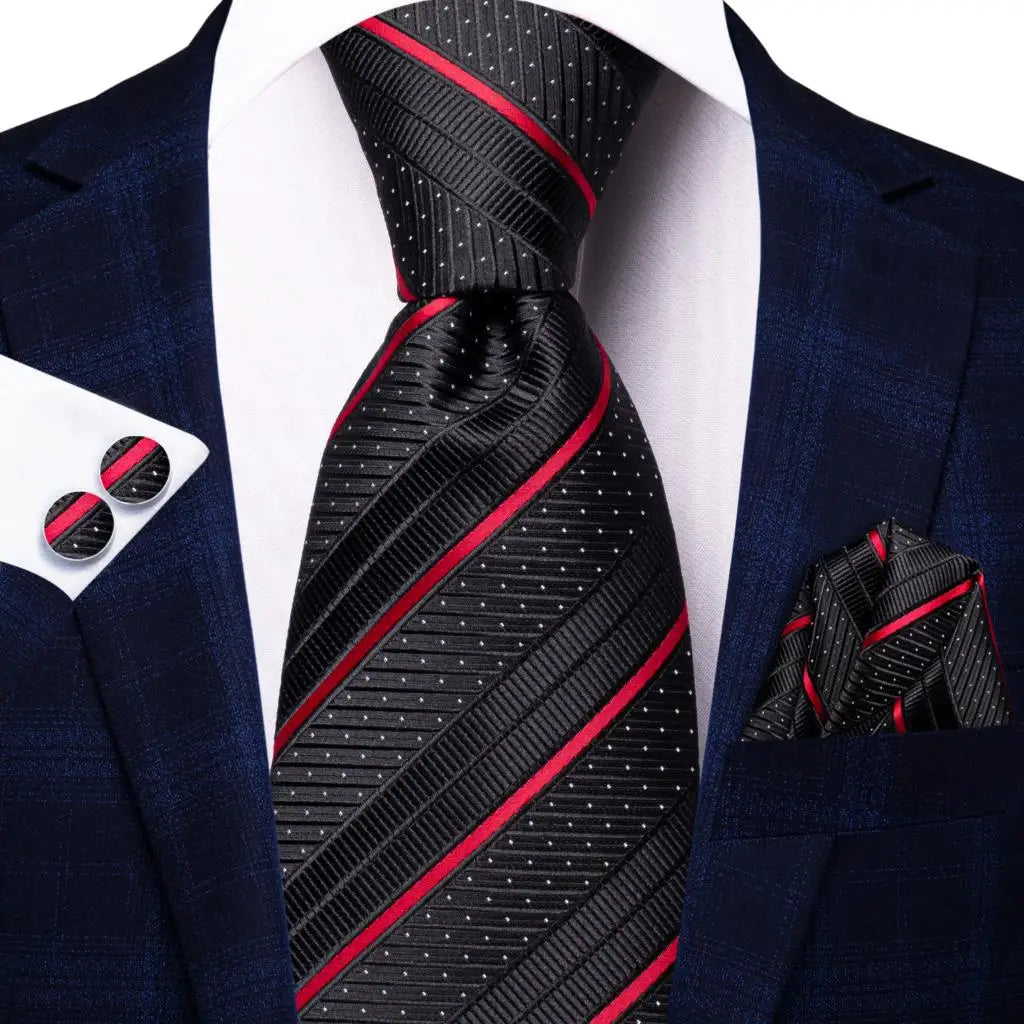 Red/ Burgundy Plaid Silk Tie Sets