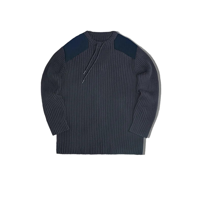XS-M Military Patch Vertical Stripe Sweater
