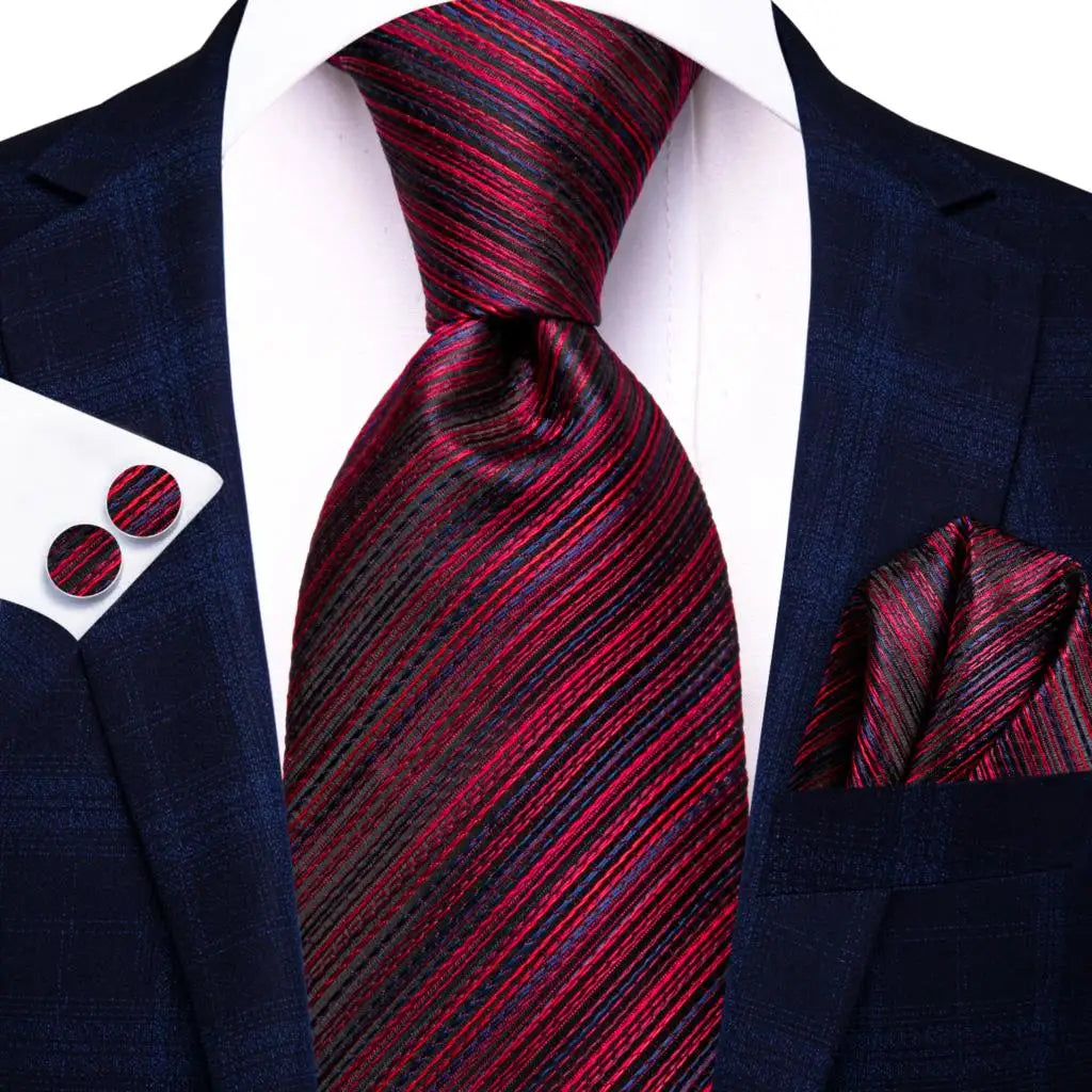 Red/ Burgundy Plaid Silk Tie Sets