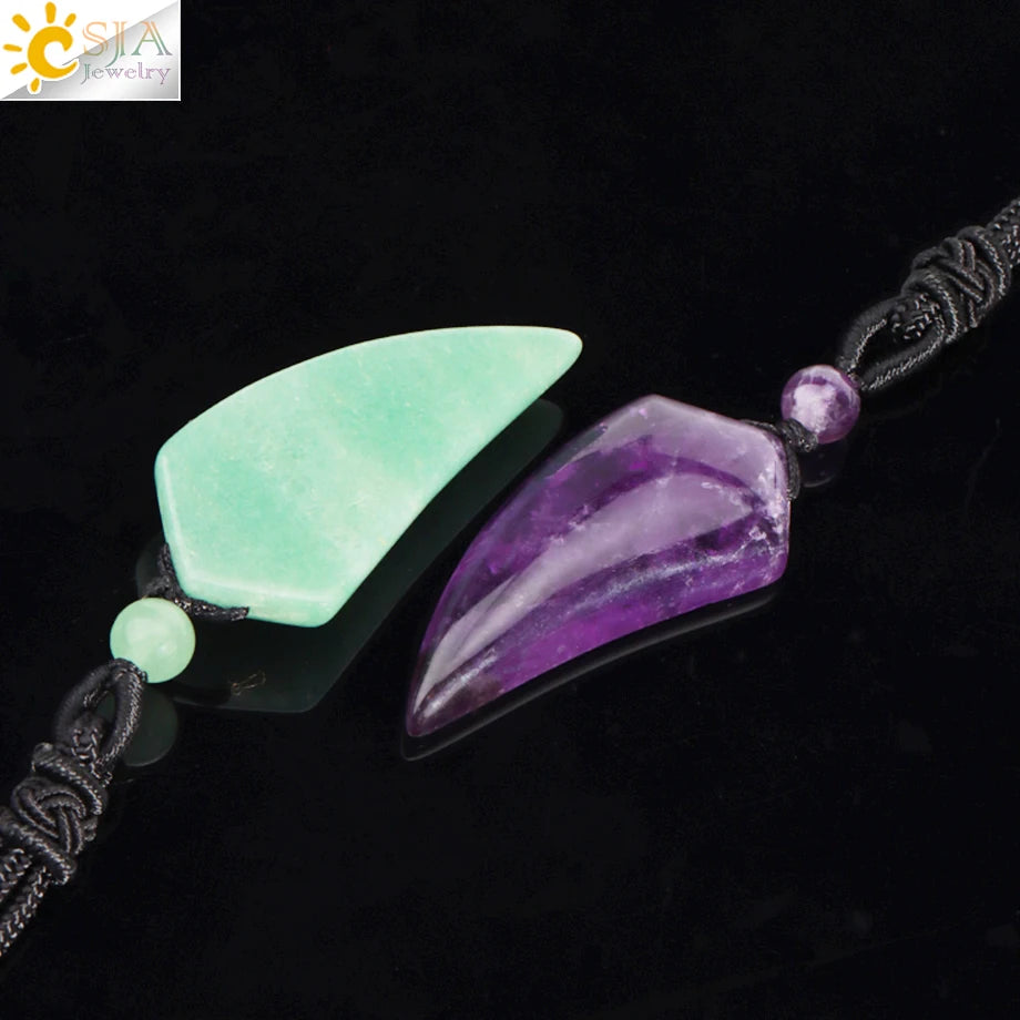 Natural Stone Wolf Tooth Pendant