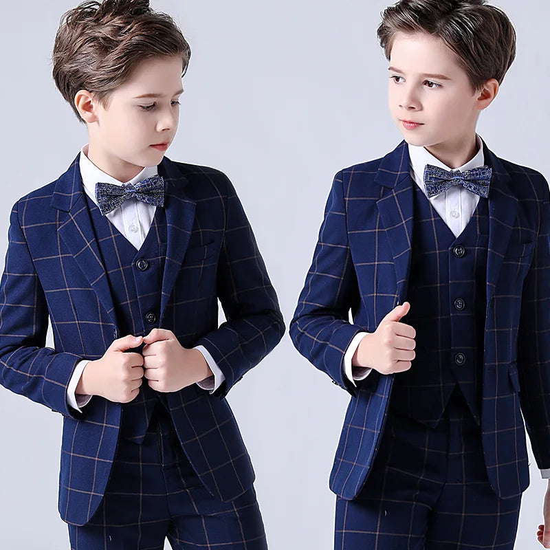 4pc Boys Plaid Formal Set