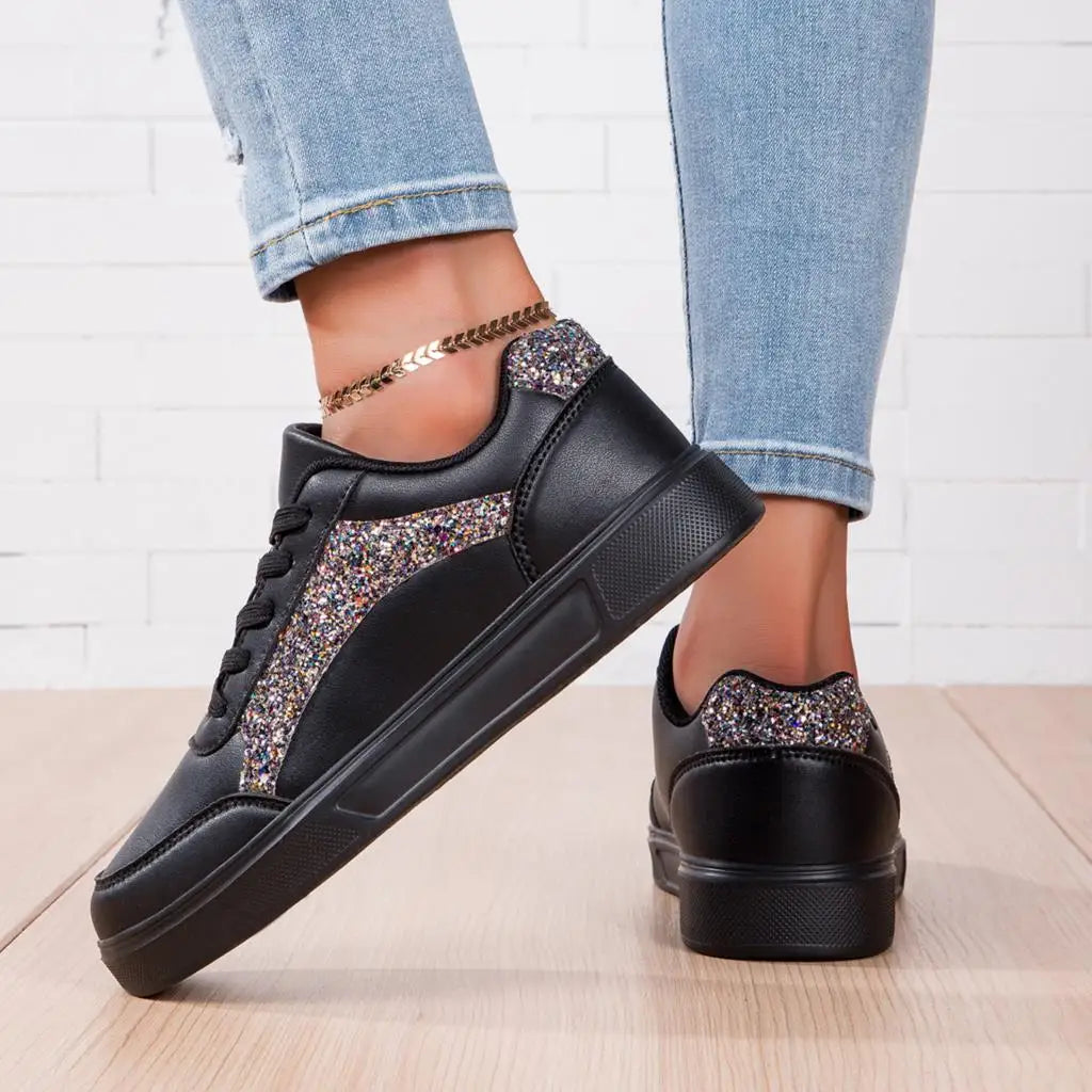Women's White Glitter Sneakers