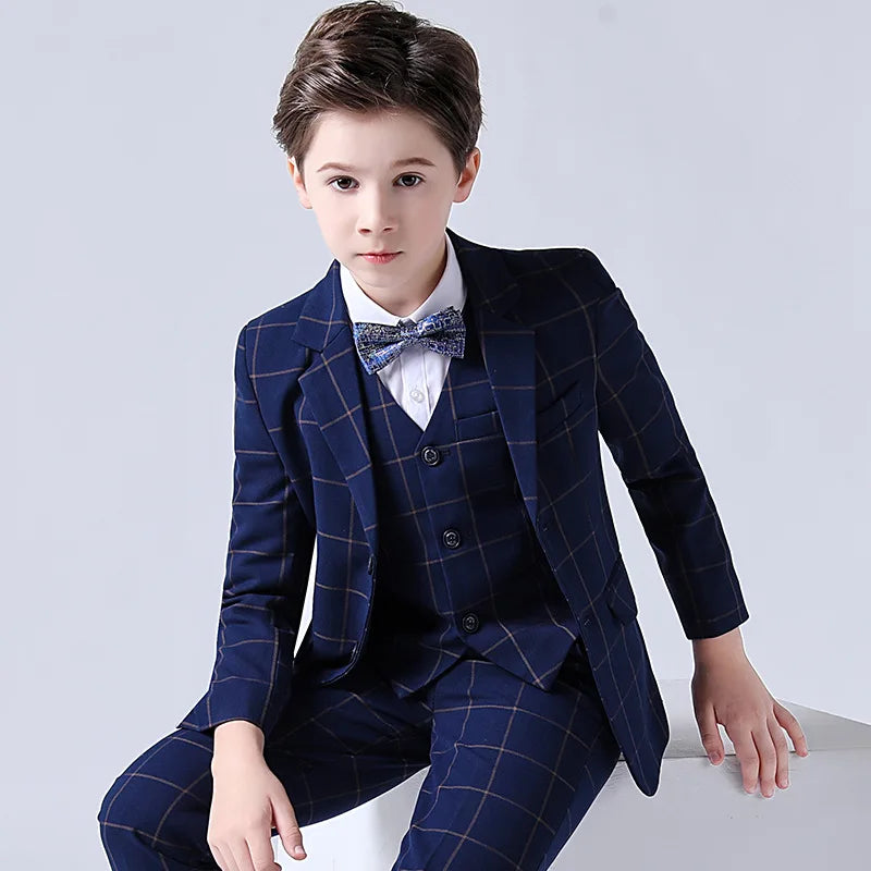 4pc Boys Plaid Formal Set