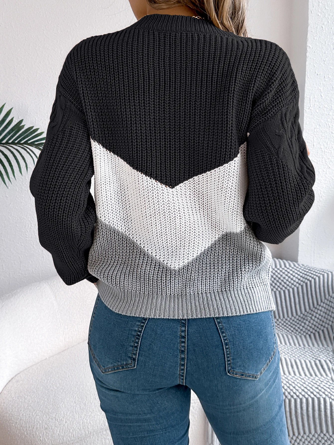 Lantern Sleeve Knitted Pullover