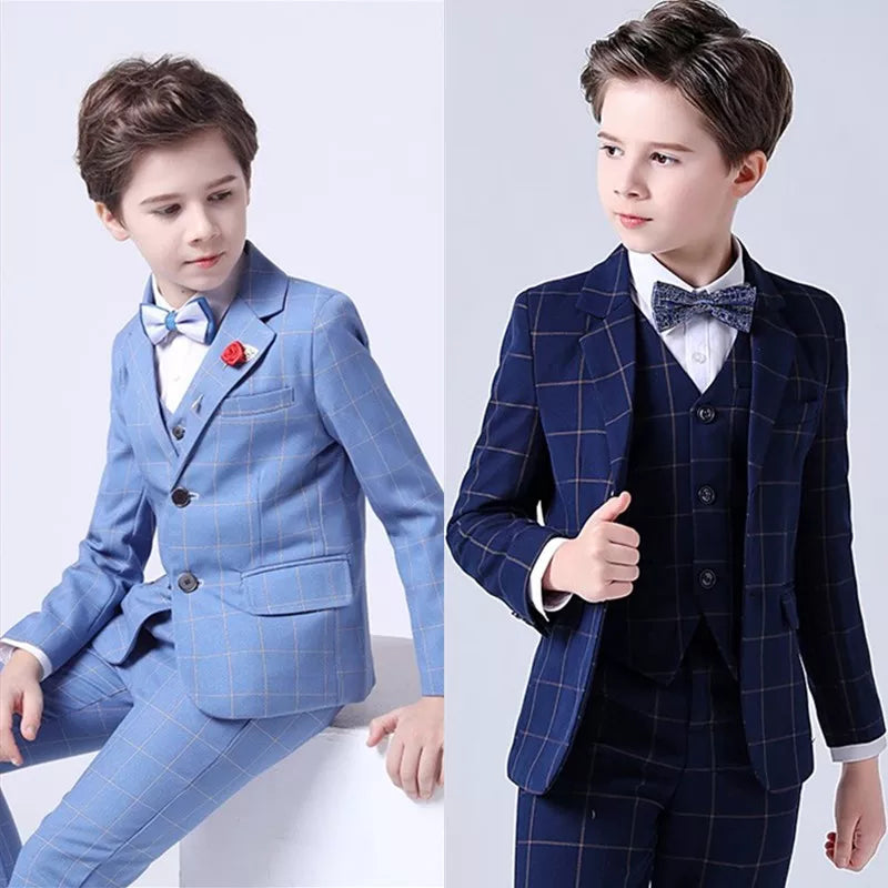 4pc Boys Plaid Formal Set