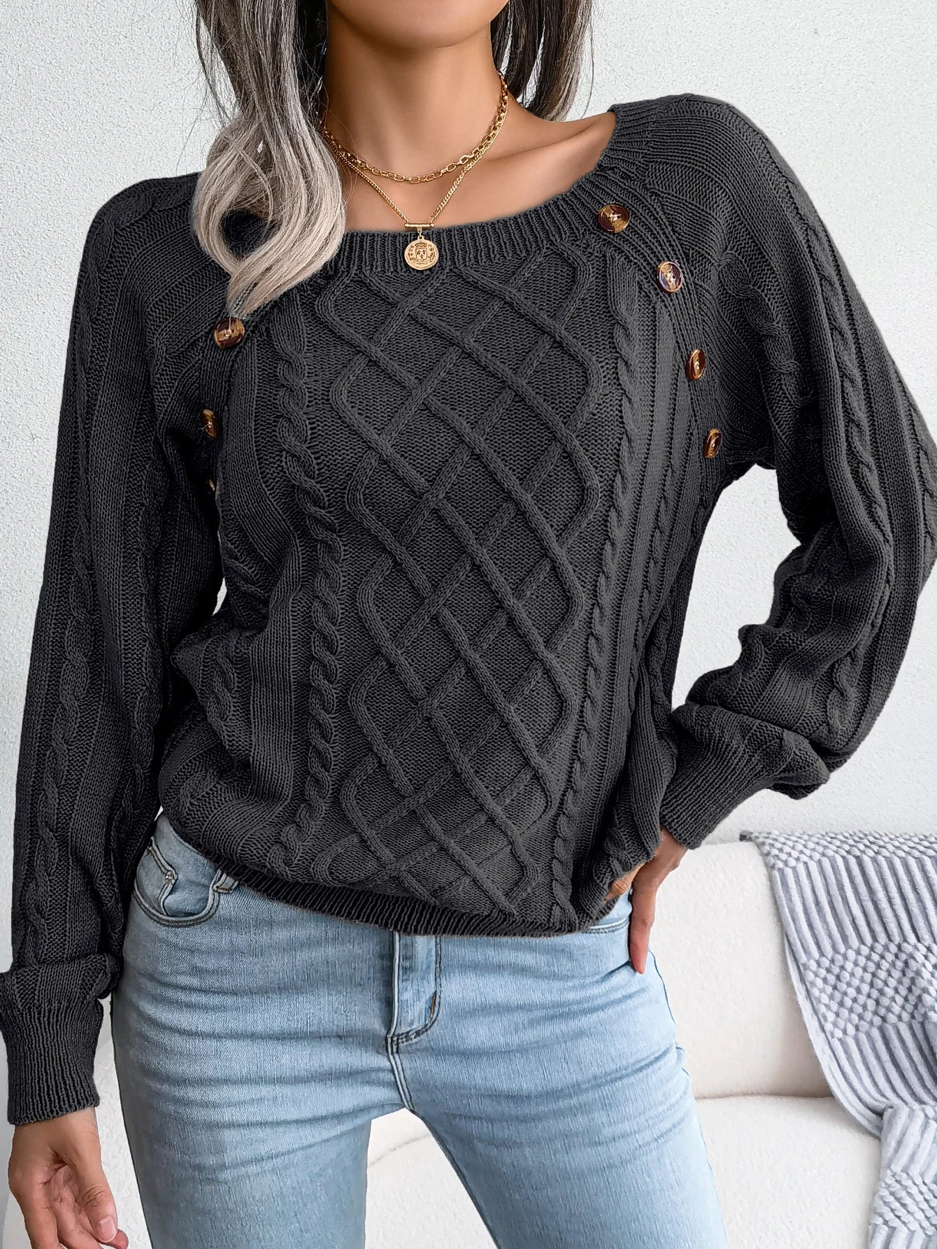 Women's Buttons Knitted Pullover