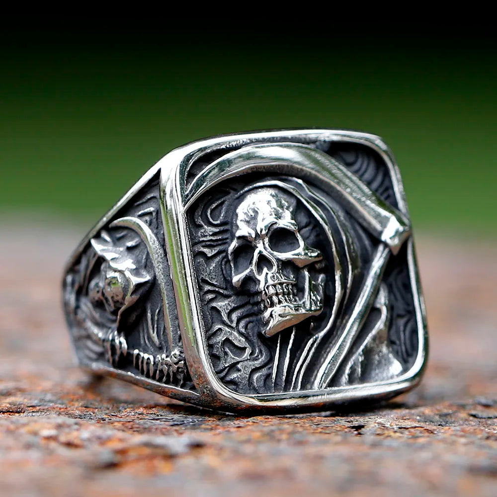 Stainless Steel Death Sickle Ring