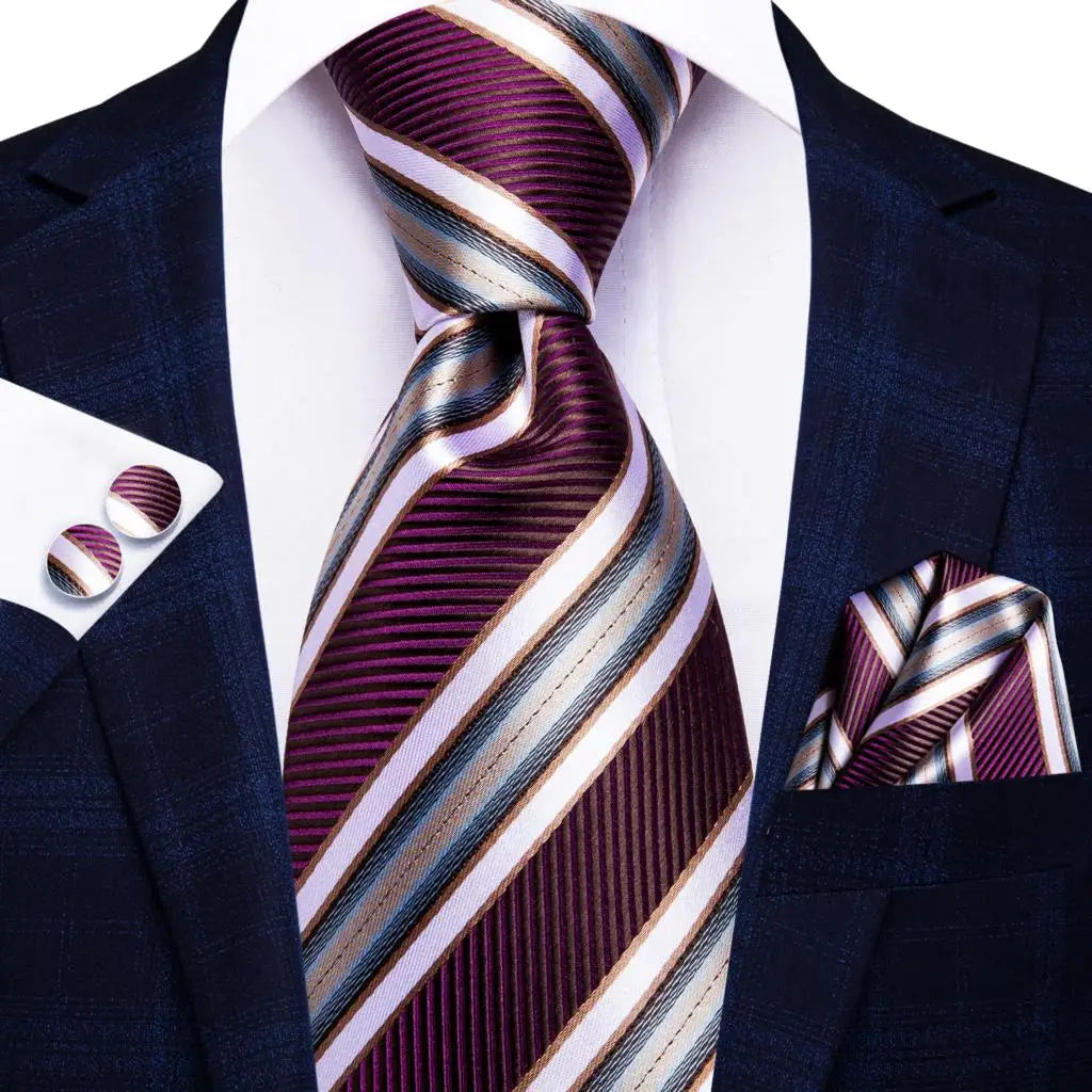 Red/ Burgundy Plaid Silk Tie Sets