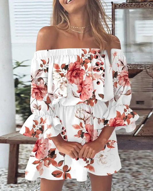Summer Off Shoulder Floral Dress