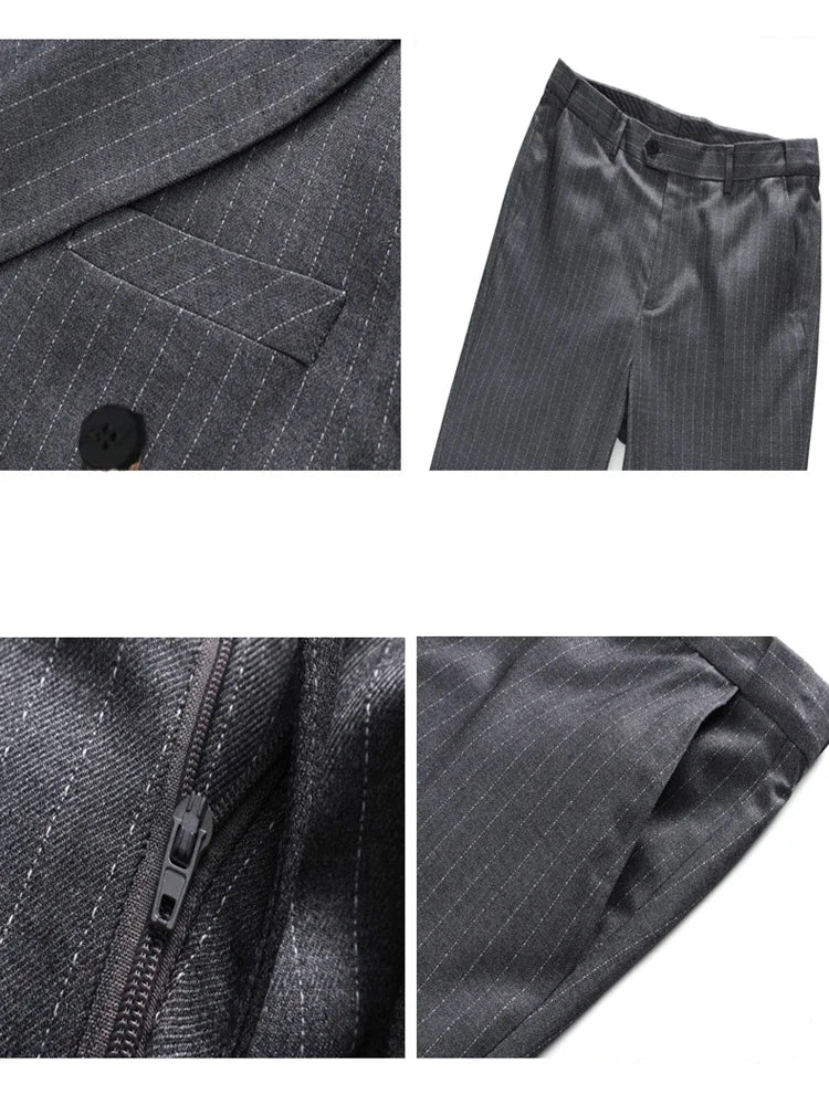 XS-XXXL Oliver Double-breasted Striped Formal 2 Piece Set - 3 COLOURS