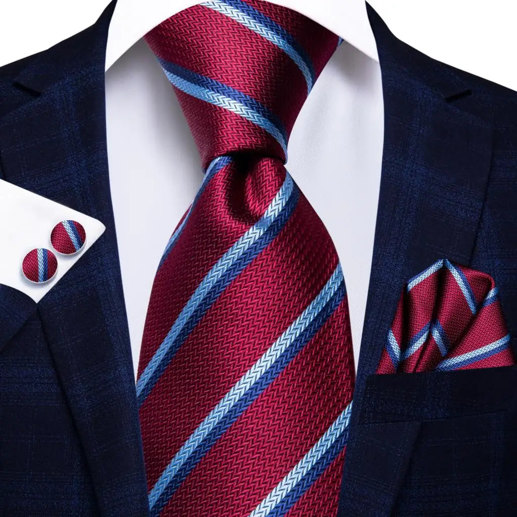 Red/ Burgundy Plaid Silk Tie Sets