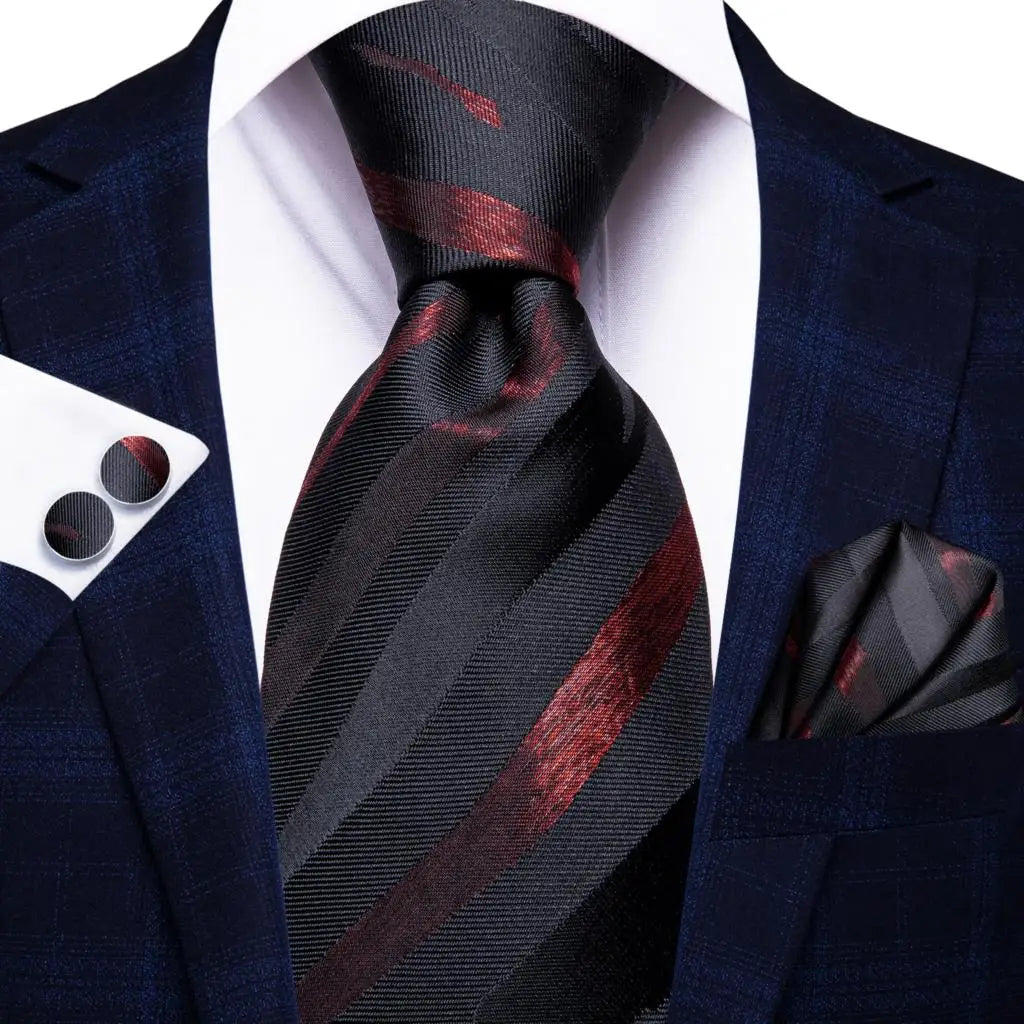 Red/ Burgundy Plaid Silk Tie Sets