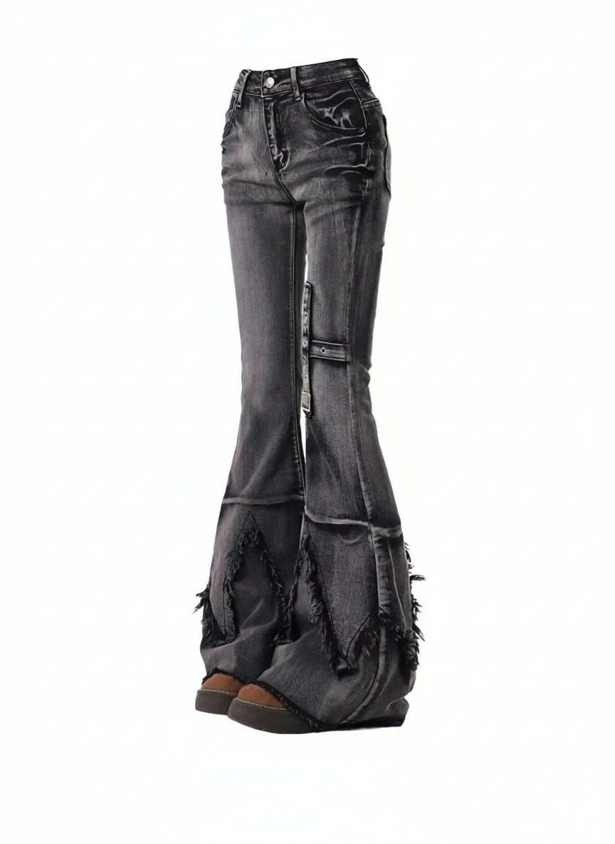 Women's Frayed Flared Jeans