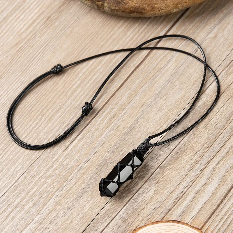 Natural Black Obsidian Pendant Necklace