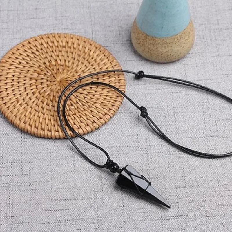 Natural Black Obsidian Pendant Necklace
