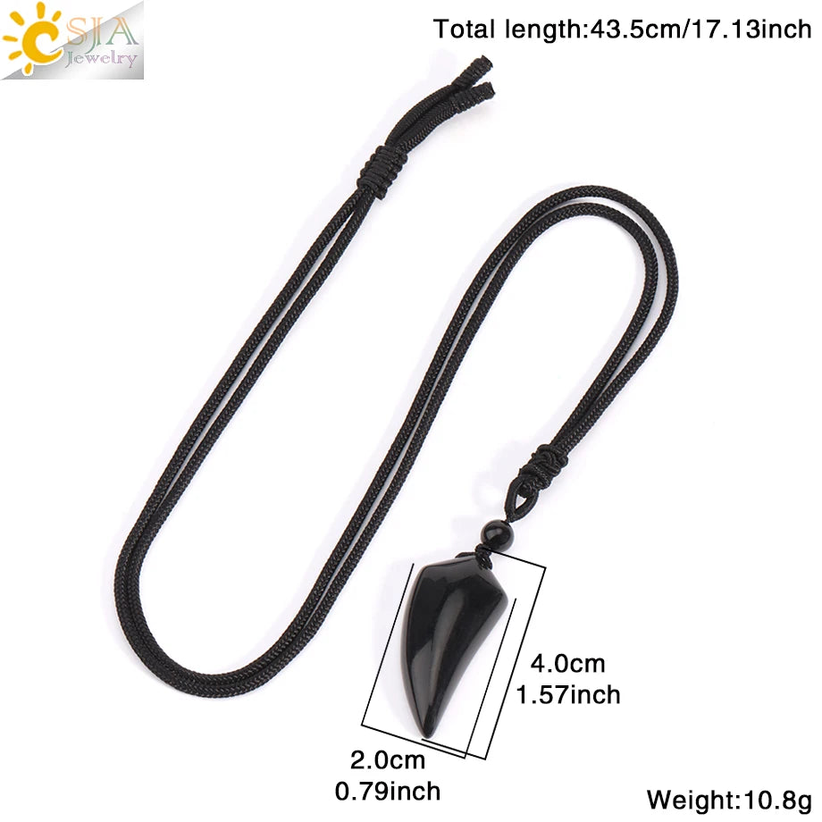 Natural Stone Wolf Tooth Pendant