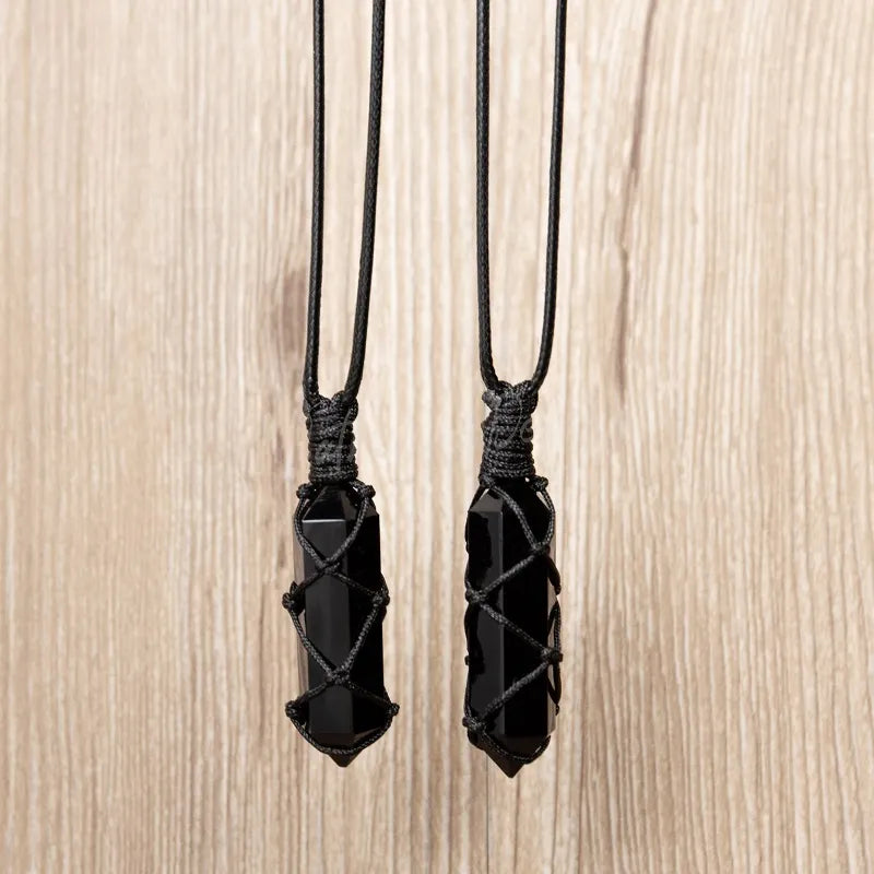 Natural Black Obsidian Pendant Necklace