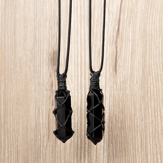 Natural Black Obsidian Pendant Necklace