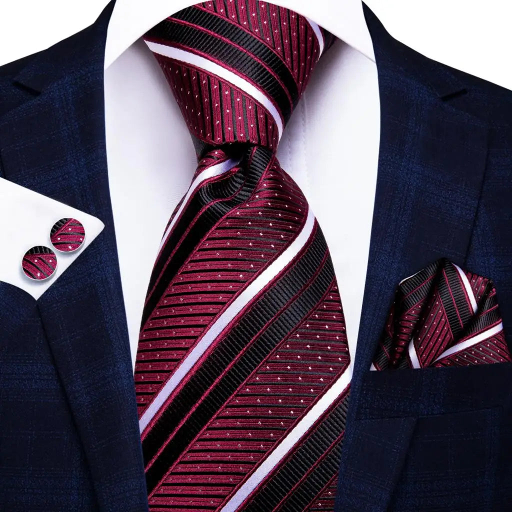 Red/ Burgundy Plaid Silk Tie Sets