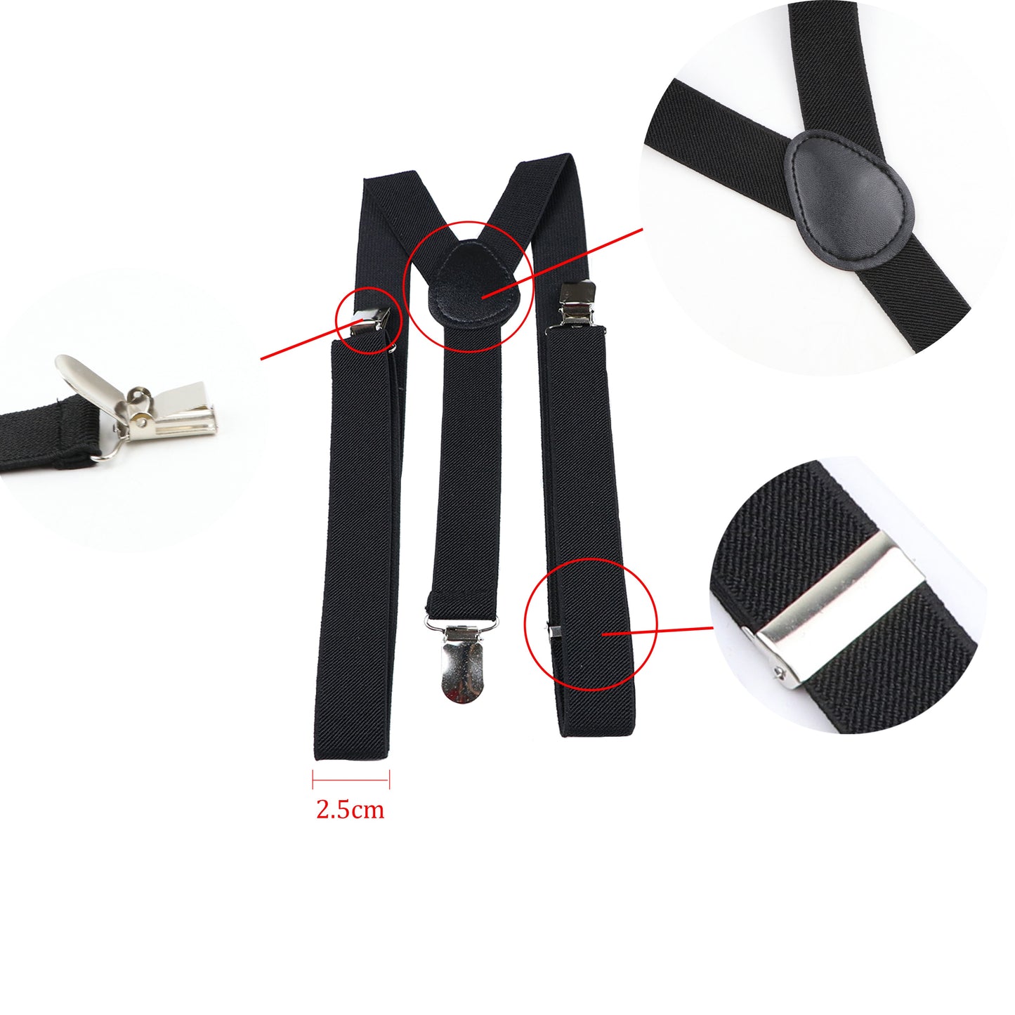 Elastic Leather Suspenders - Many Colours