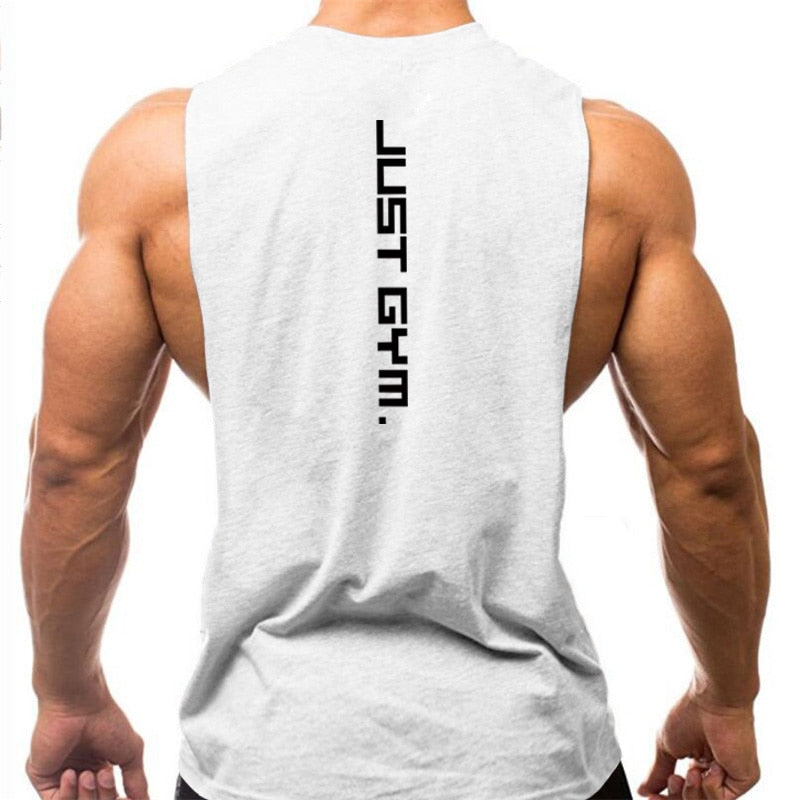 S-XL Cotton Sleeveless Gym Tank - 2 STYLES - 6 colours