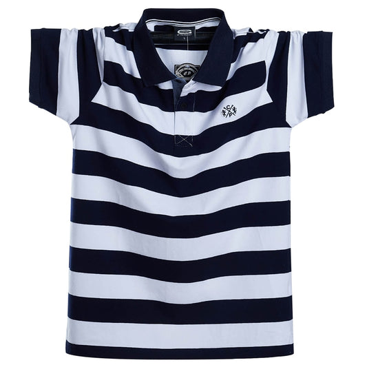 M-6XL Summer Striped Polo Shirt - 5 COLOURS