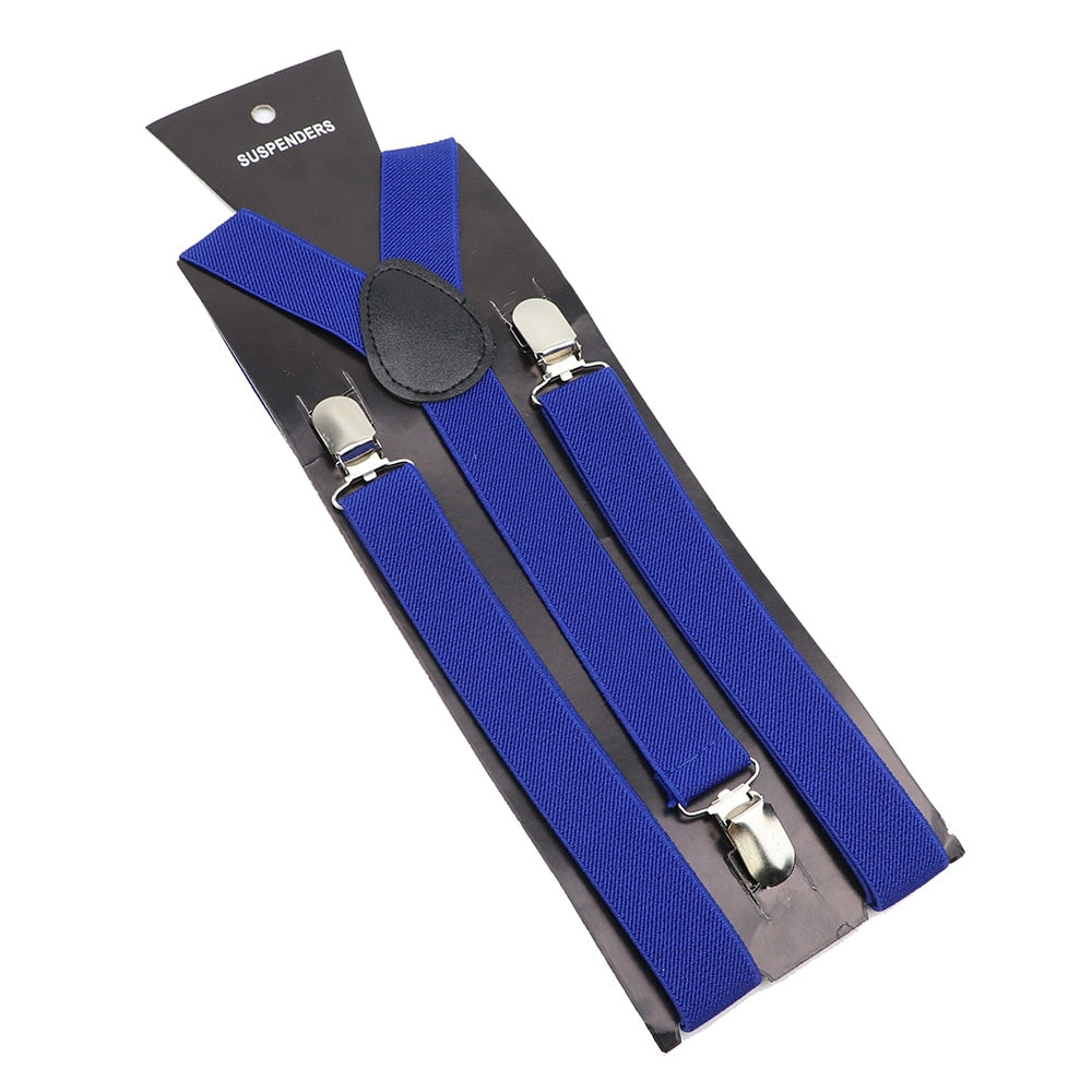 Elastic Leather Suspenders - Many Colours