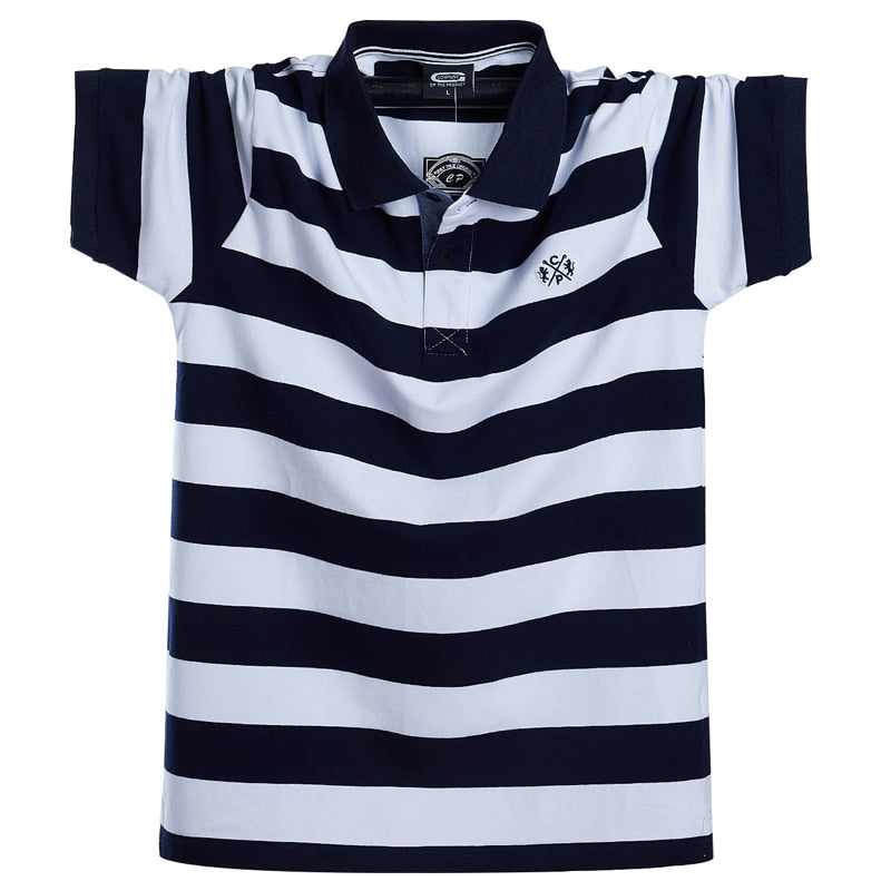 M-6XL Summer Striped Polo Shirt - 5 COLOURS