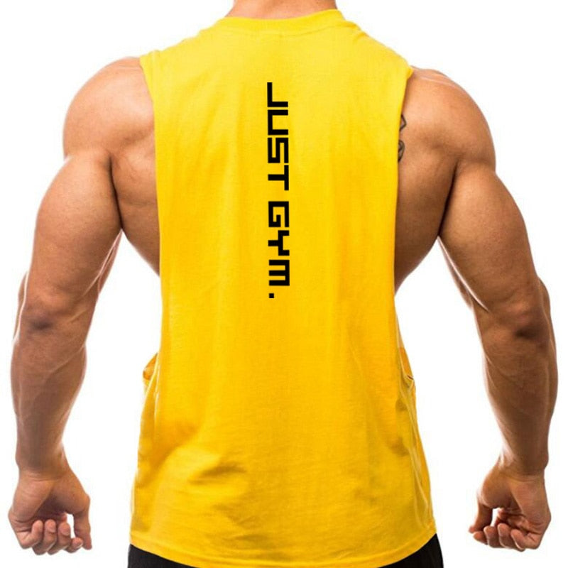 S-XL Cotton Sleeveless Gym Tank - 2 STYLES - 6 colours