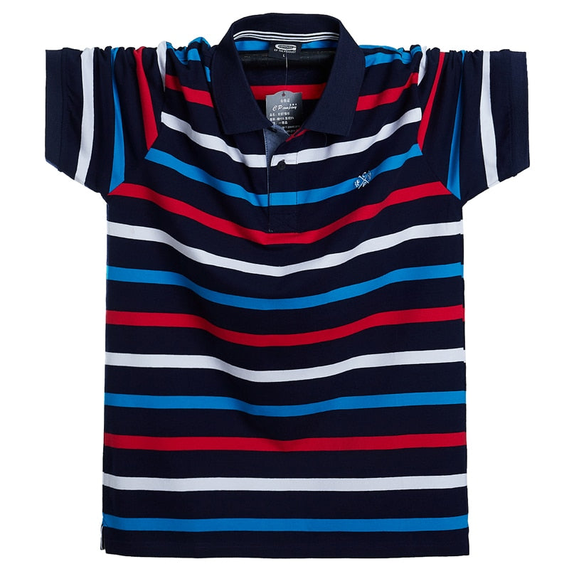 M-6XL Summer Striped Polo Shirt - 5 COLOURS