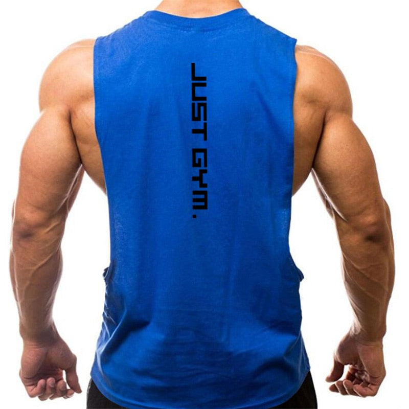 S-XL Cotton Sleeveless Gym Tank - 2 STYLES - 6 colours