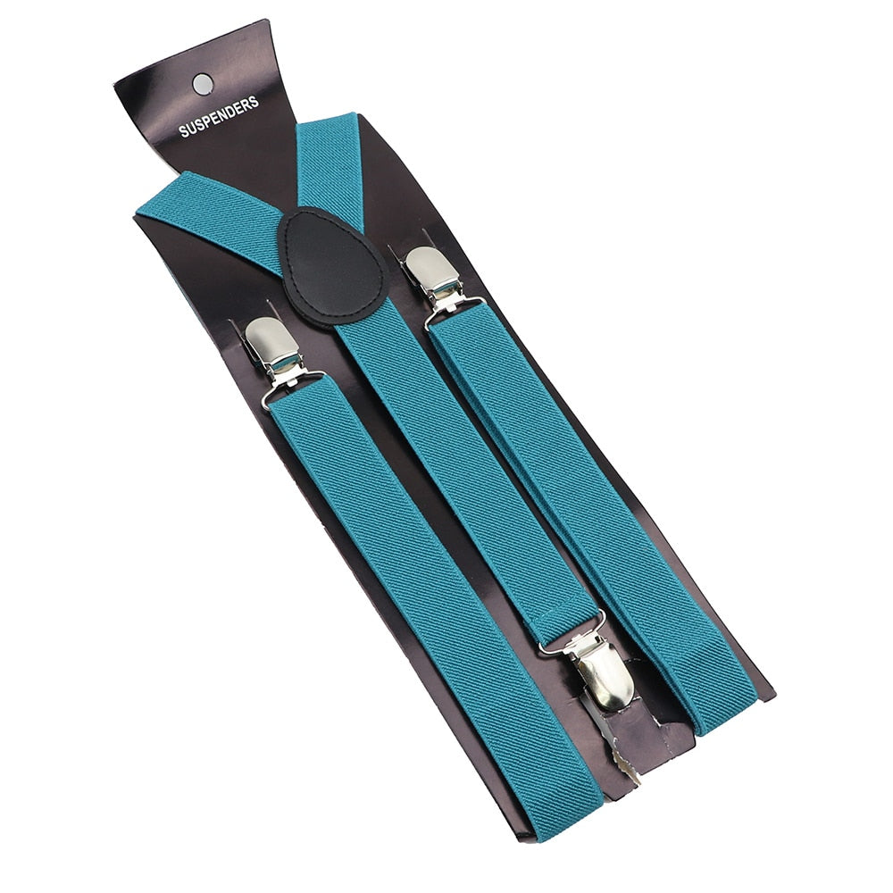 Elastic Leather Suspenders - Many Colours