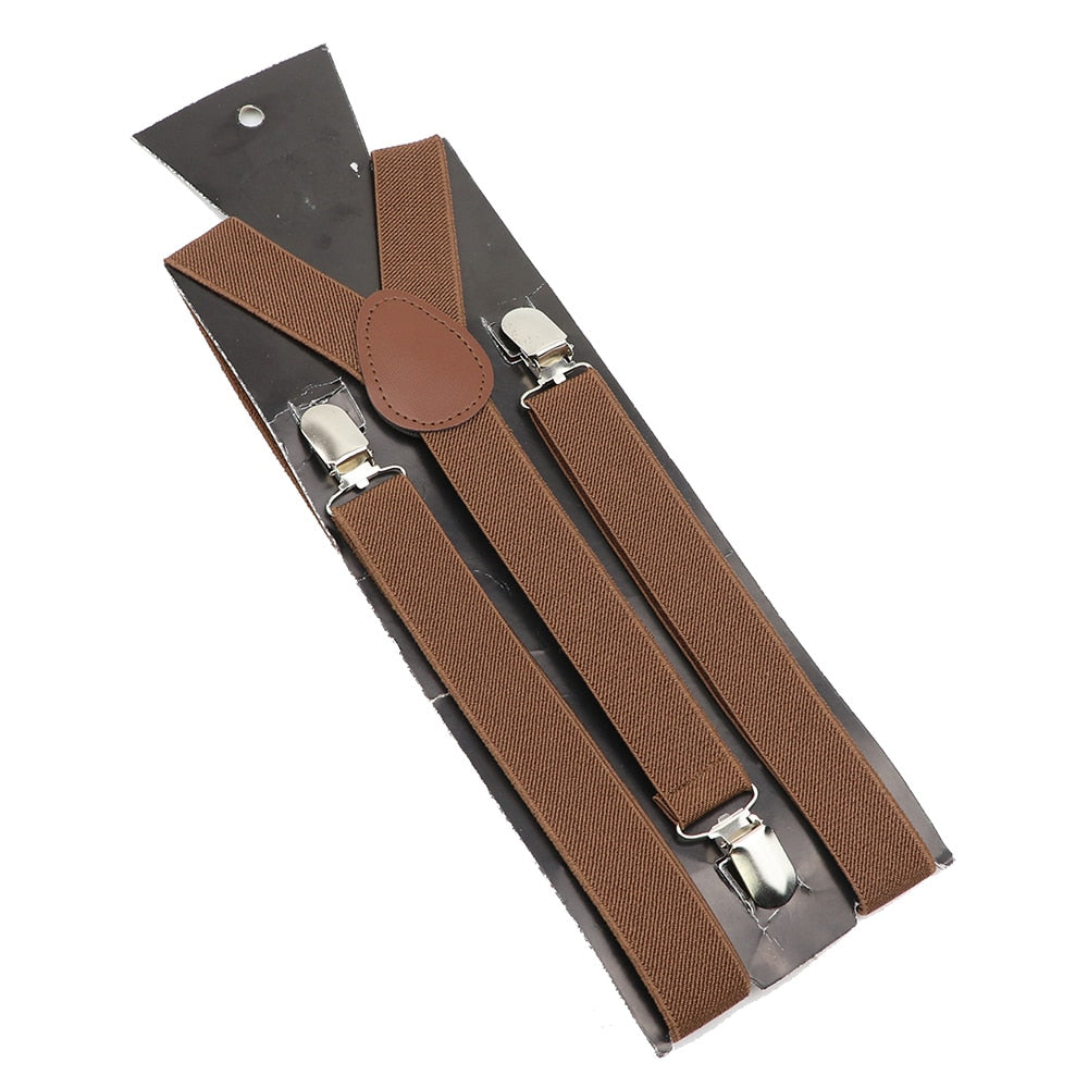 Elastic Leather Suspenders - Many Colours