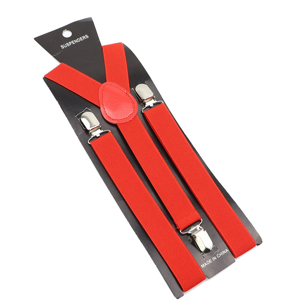 Elastic Leather Suspenders - Many Colours