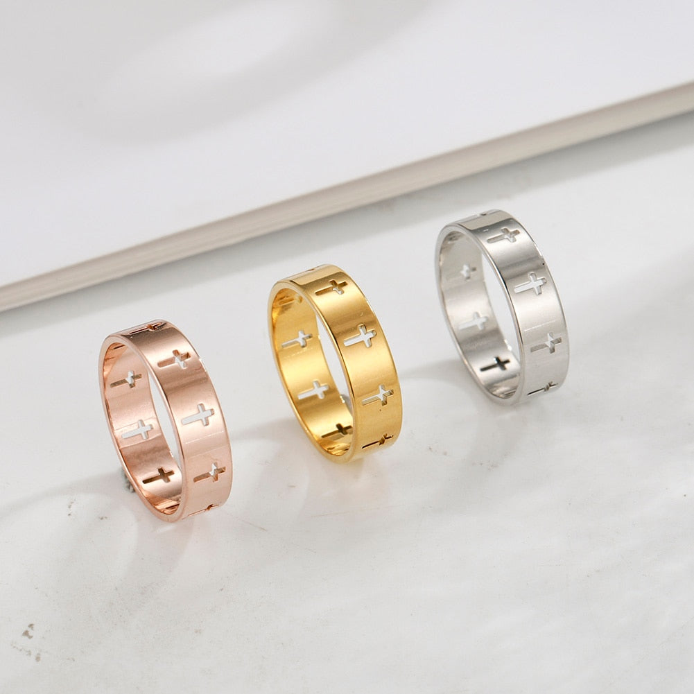 Cross Stainless Steel Rings - 3 styles