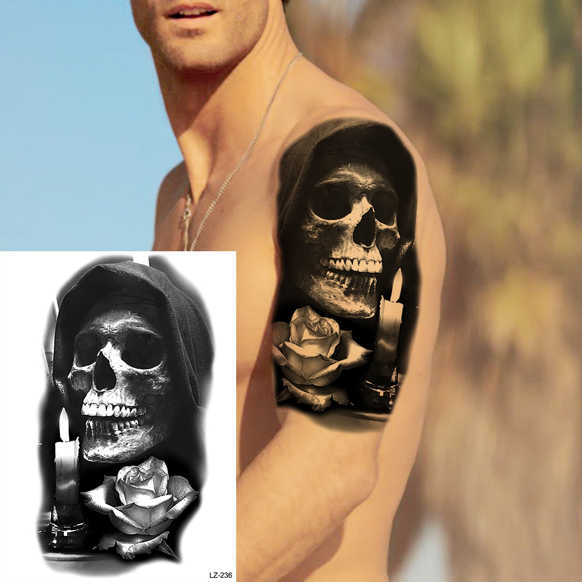 Large Test Tattoo Shoulder/Chest/Thigh - Many Styles