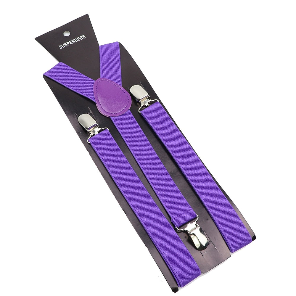 Elastic Leather Suspenders - Many Colours