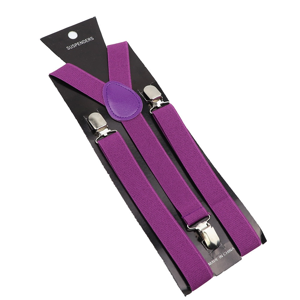 Elastic Leather Suspenders - Many Colours