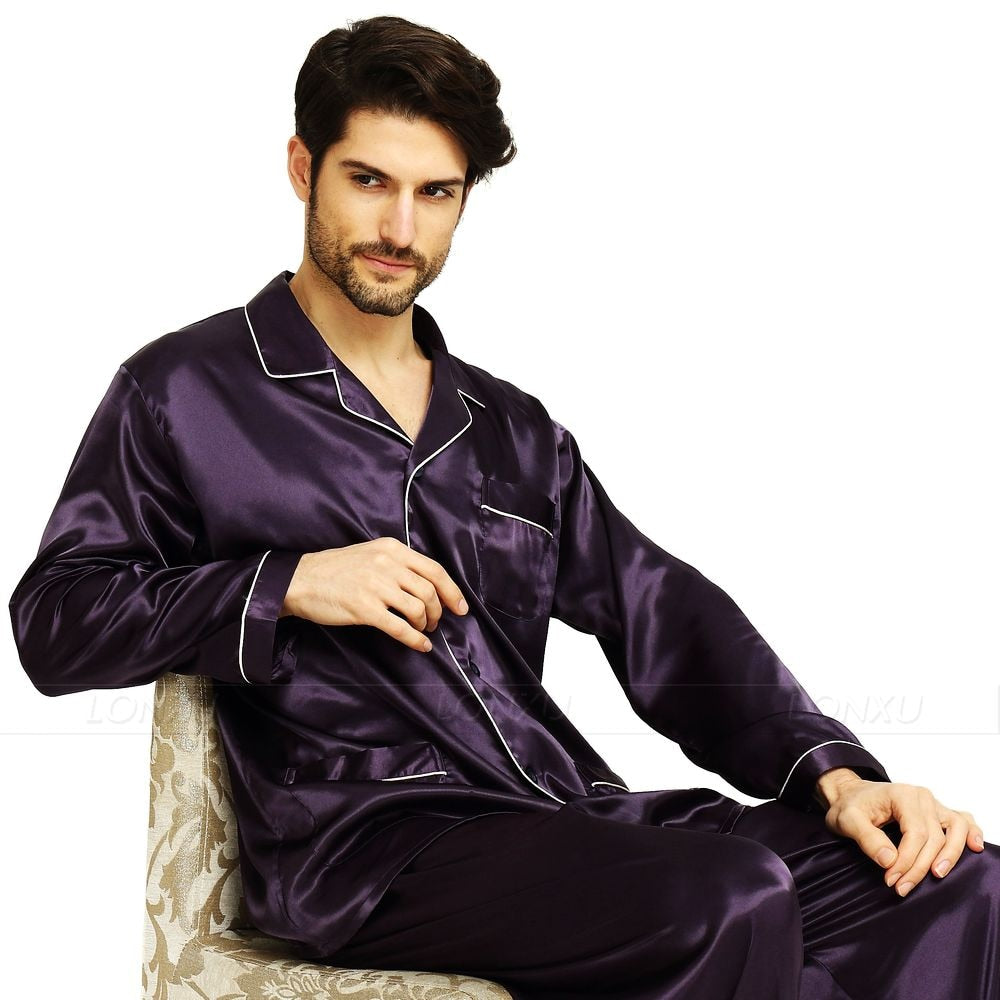 Mens Silk Satin Pyjamas