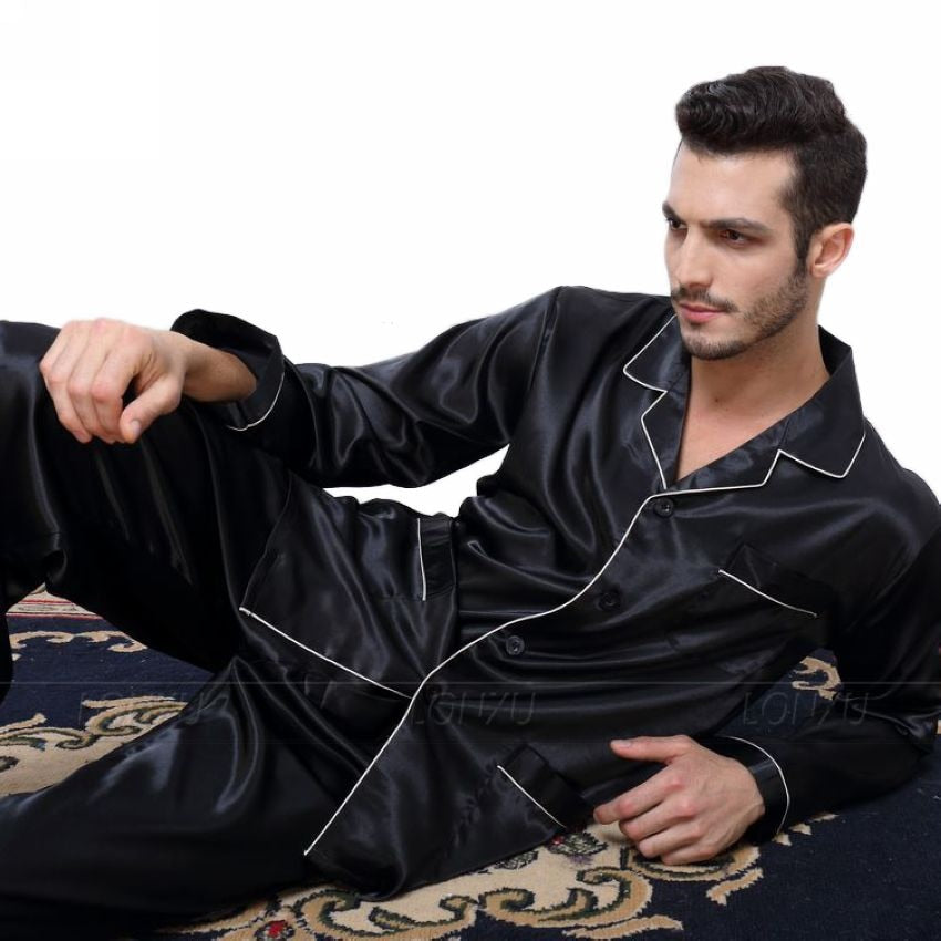 Mens Silk Satin Pyjamas