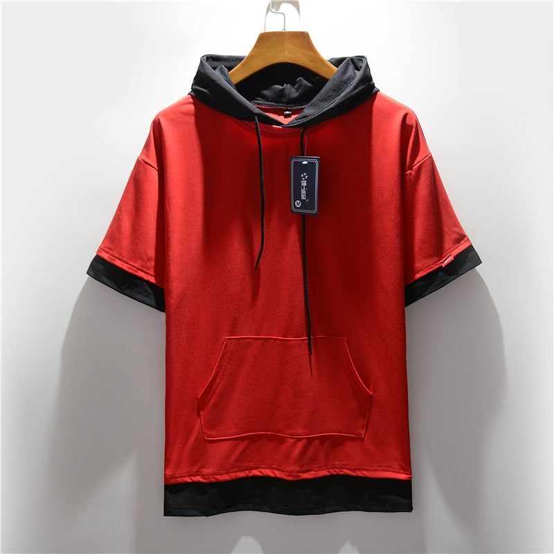 S-4XL Short Sleeve Hoodie Streetwear Tees - 4 colours