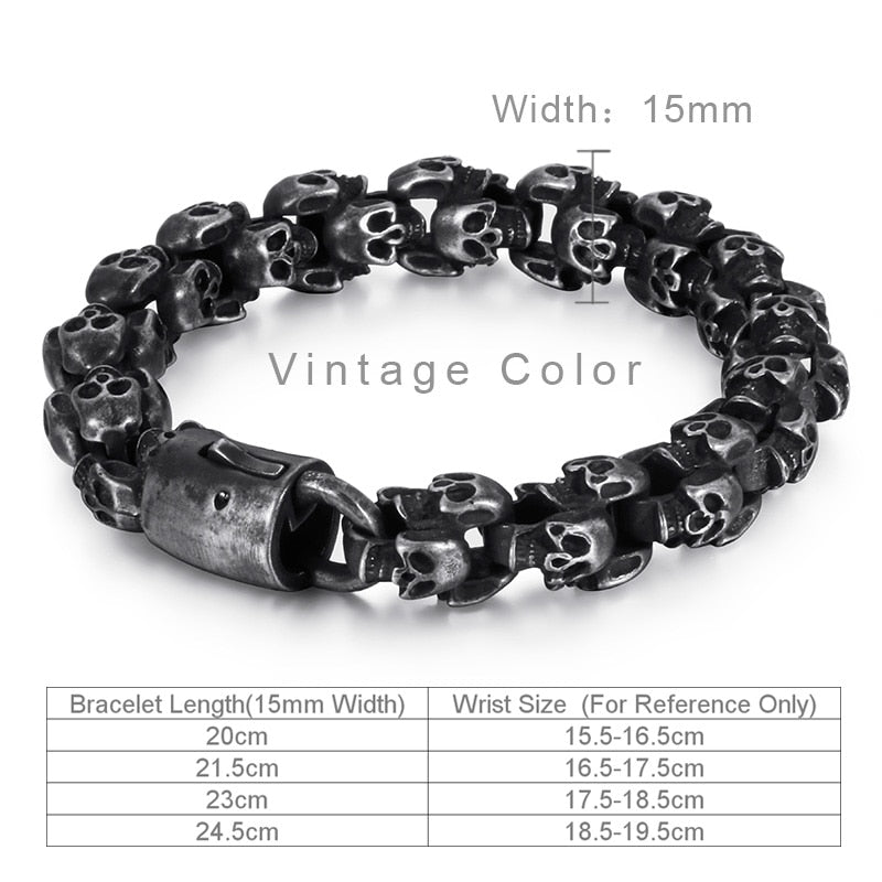Vintage Skull Stainless Steel Bracelet