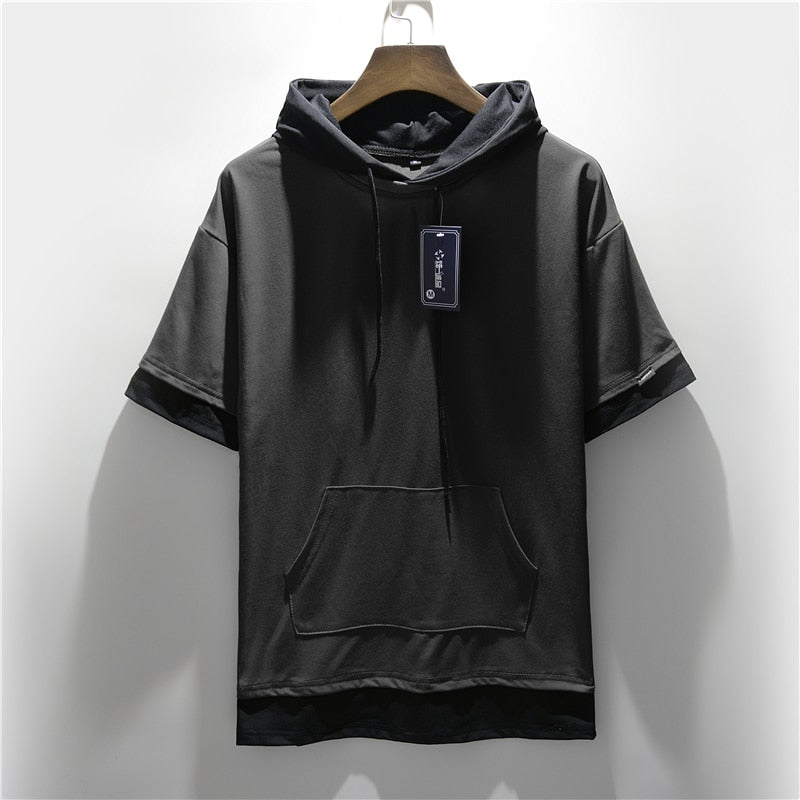 S-4XL Short Sleeve Hoodie Streetwear Tees - 4 colours